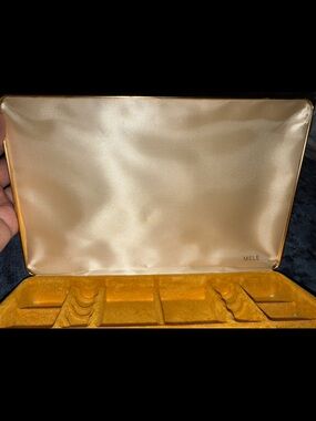 Vintage 70s Mele Mod Floral Velvet Mid Century Jewelry Box Unused